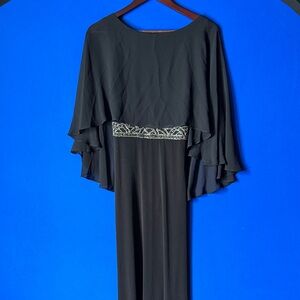 Elegant Black Asymmetrical Dress with Embellished Detail